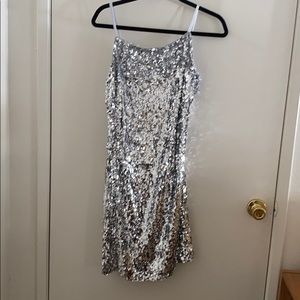Silver short sequence dress